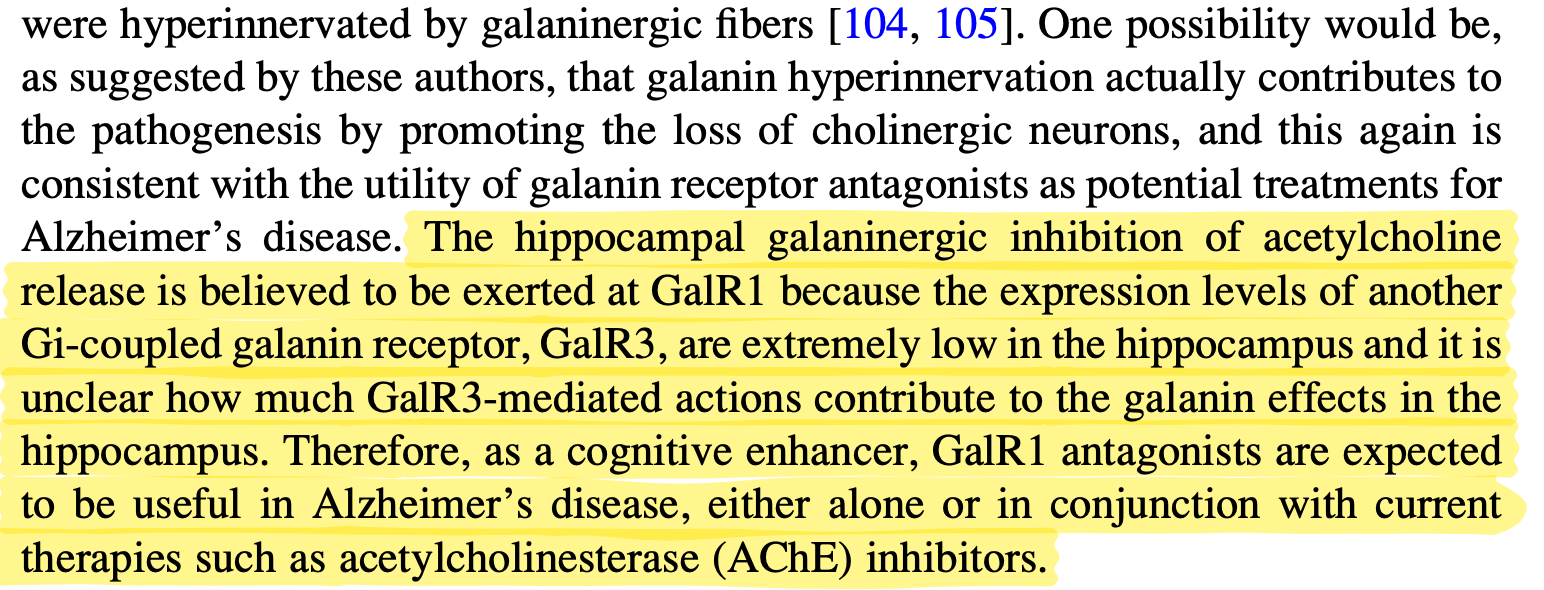 Galanin receptor expression in the brain