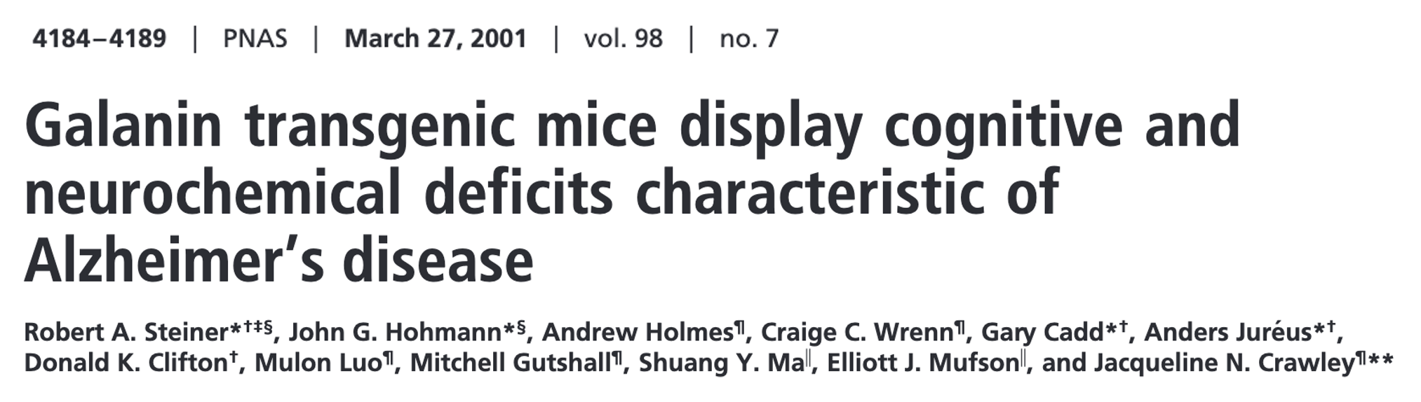 Galanin overexpression impairs memory