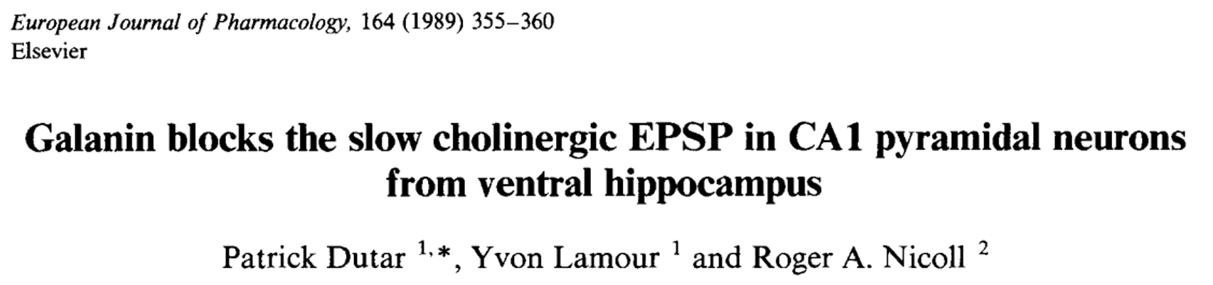 Galanin inhibits ACh release in monkey brain slices