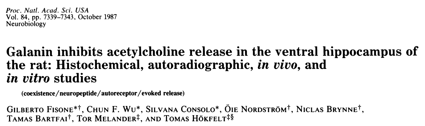 Galanin inhibits ACh release in rat brain slices
