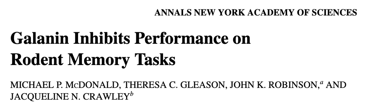Galanin injection impairs rodent memory